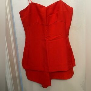 Mustard Seed Red Strapless Skort Romper Dress Size M.  NWT
